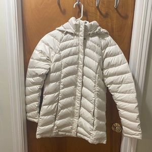 The North Face cream puffer jacket